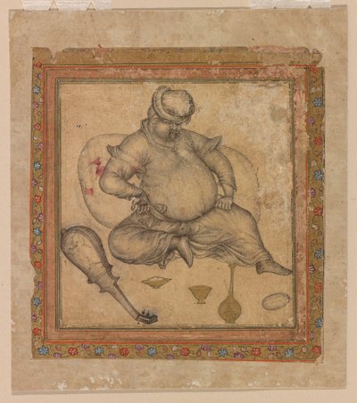 Drunk European Seated on Ground by Basawan
